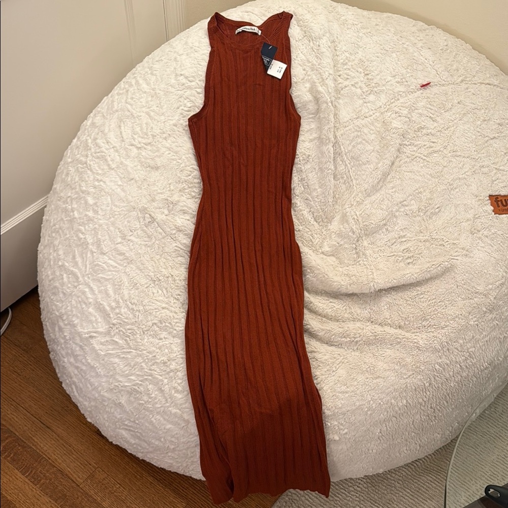 Abercrombie & Fitch Rust Ribbed Bodycon Dress